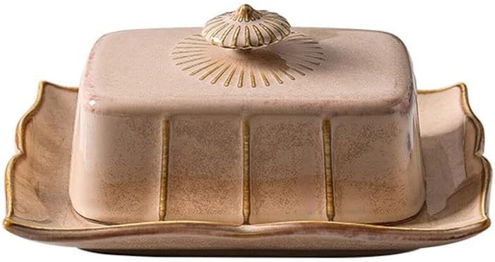 Hotel Restaurant Lid Nordic Creative Ceramic Butter Box with Lid Ceramic Tray Rectangular European Tableware Dessert Plate Cheese Box Butter Plate Farmhouse Kitchen，A-M