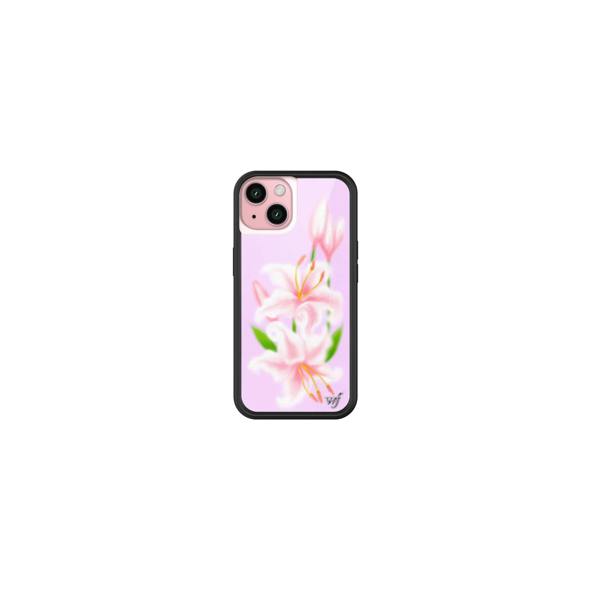 Cases - Compatible with Apple iPhone 15 | Protective Black Bumper, 4ft Drop Test Certified, Women Owned Small Business | Sweet Lily - Floral Nature Pink Green Dainty Trendy Cute