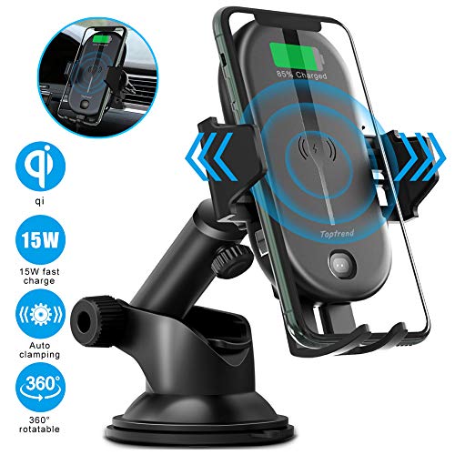 Wireless car charger mount,Qi 15W fast wireless car charger,IR control Auto-clamping Windshield Dashboard