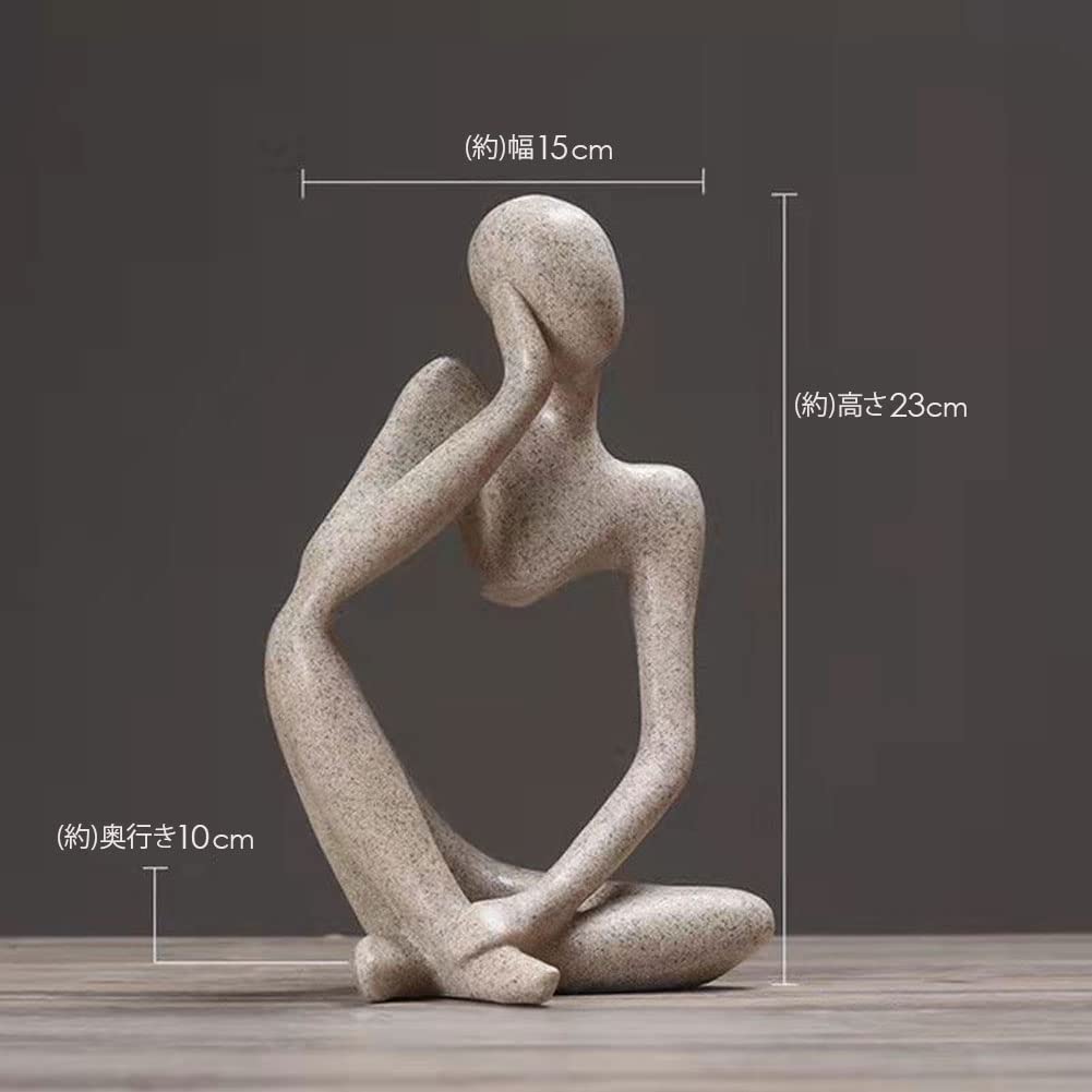 Amazon.co.jp: オブジェ 抽象彫刻 アート 砂岩 考える人 物思いに耽る 