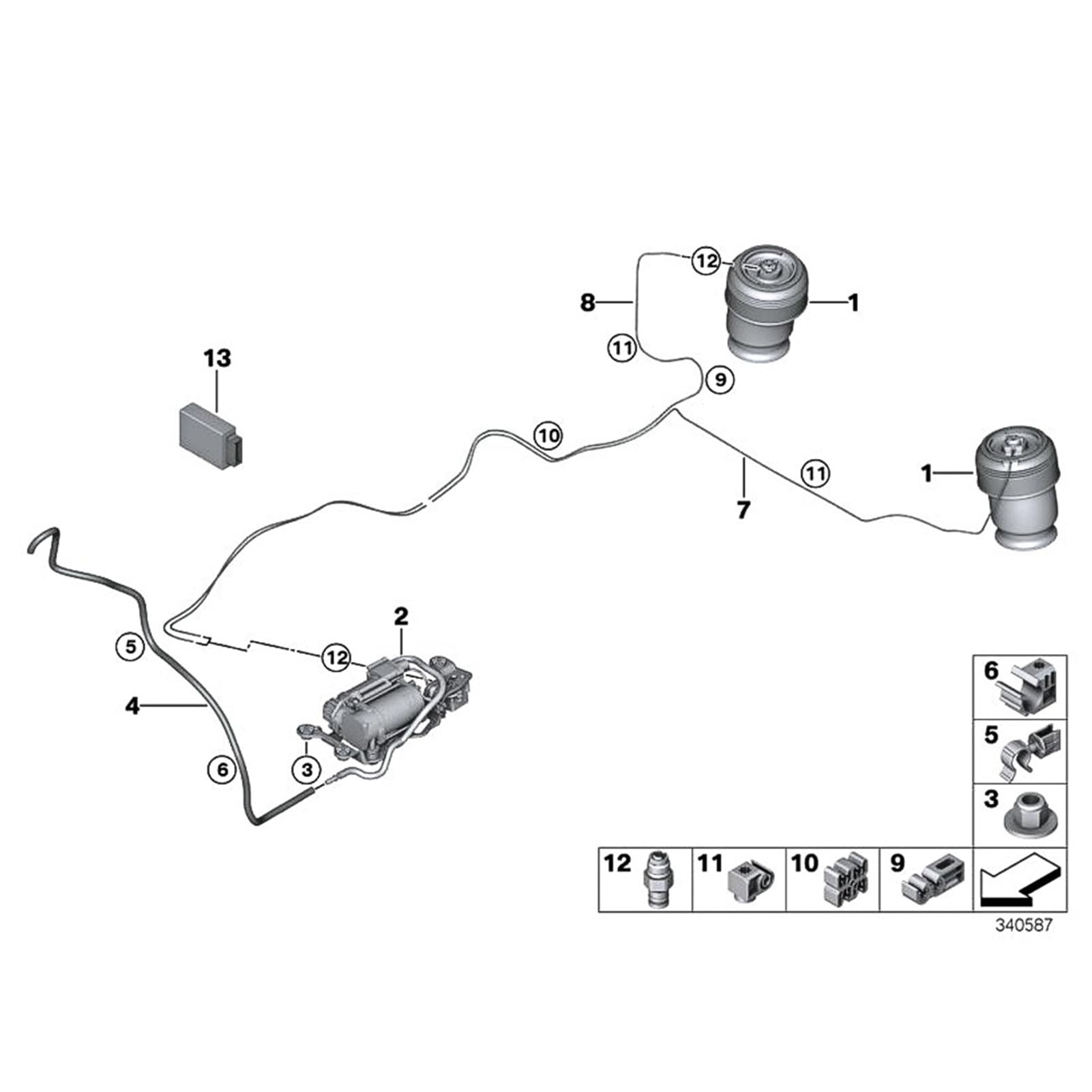 Zawieszenie tylne Poduszka pneumatyczna Poduszki pneumatyczne Zawieszenie pneumatyczne Torby Wymiana OEM Wymień numer części 37126795013 Pasuje do X5 (F15) 2014-2018