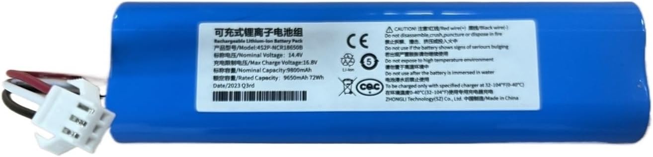 9800mAh 14.4V Robot Vacuum Cleaner Battery, Compatible with Neatsvor X520, Vacuum Cleaner Replacement Battery, (Three Wire Plug)