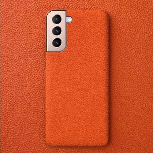 Coque en cuir Samsung S24 Plus et S22, protection élégante orange texturée