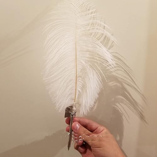 Miniatura 4 de Bolígrafo de pluma de avestruz, pluma de tinta negra para oficina, suministros escolares, bolígrafo de firma de boda, regalo de cumpleaños (1