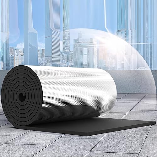 Stuoia Cotone Isolante Autoadesivo,Isolamento Alte Temperature Materassino Ignifugo,Pannelli Isolanti Termici per Porte,Finestre,Pavimenti,Tetti,Impermeabile,5-50mm Thick (1x5m/3.3x16.4ft,20mm thick)