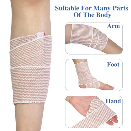 6 Pack Premium Elastic Bandage Wrap, Compression Wrap Bandage for Legs, Self-Closing Elastic Bandage Wrap - Hook & Loop Fasteners at Both Ends - Latex Free - Washable & Reusable (2x2", 2x3", 2x4") - Image 3