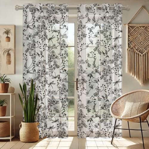 Cortinas de georgette translúcidas para ventanas pequeñas juego de 2 paneles 3