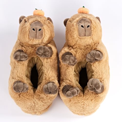 Image of Women's Animal Plush Slippers, Cute Cozy Fuzzy House Shoes Non-Slip Sole