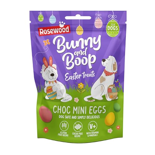 Rosewood Choc Mini Eggs for Dogs - Dog Safe Chocolate Treats Cocoa Free Easter Gift Training Treats Chocolate Treat for Small Medium Large Dogs and Puppies (150g)