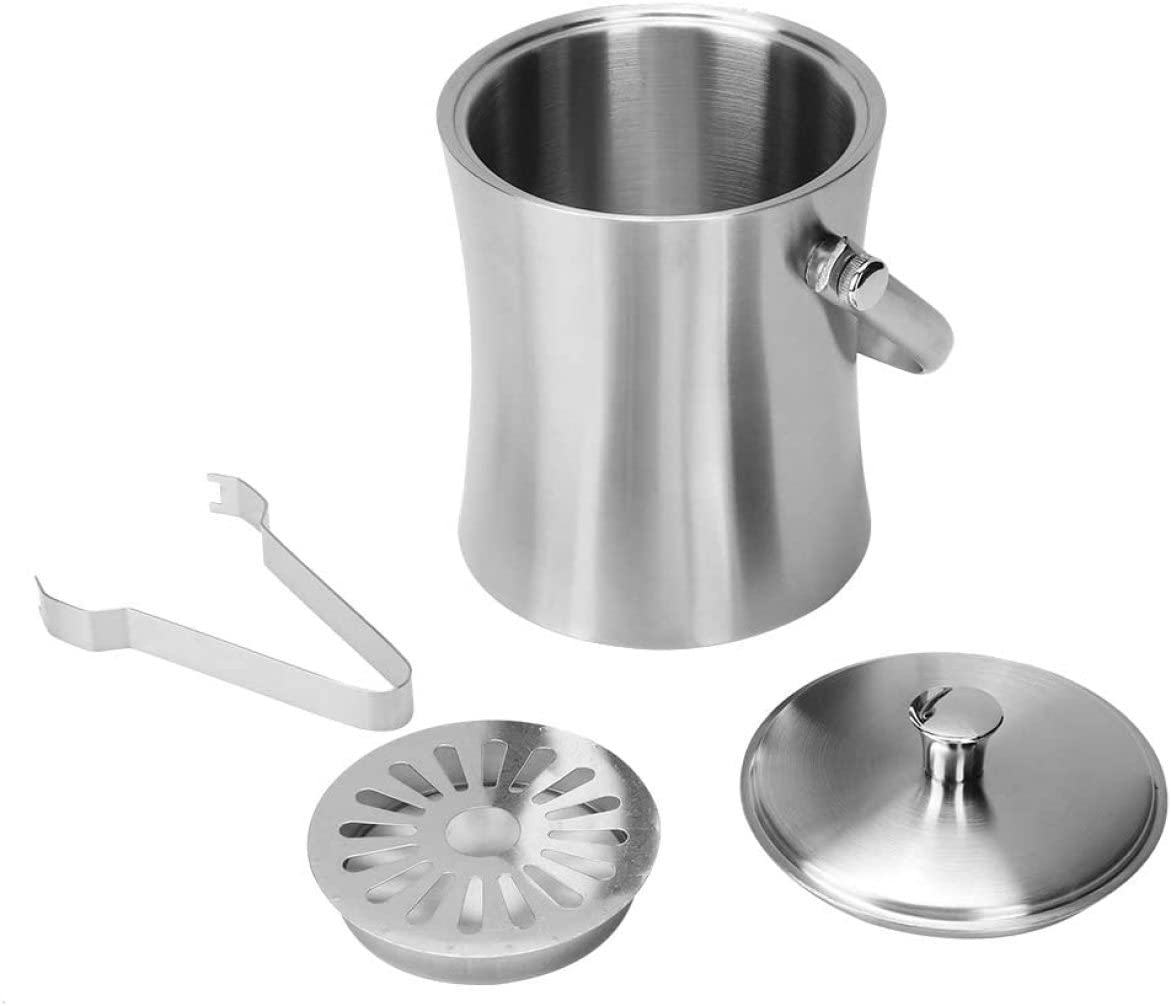 ANTWAX Cubeta de Hielo Cubo de champán de Plata para el hogar, Cubo de Hielo de Acero Inoxidable, Accesorios para Carrito de Bar, Botella de Barril, Utensilios para Vino Cubo de Vino