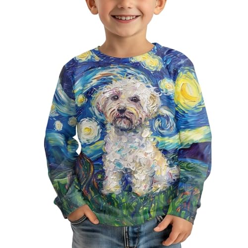 Image of WELLFLYHOM Long Sleeve T-Shirt for Boys Girls 3-16 Years Old Tee Tops Crewneck Pullover Shirts Fall Outfits