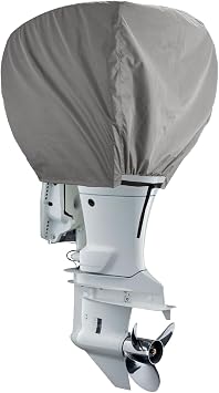 Outboard Motor Cover,600D Boat Motor Cover,Boat Engine Cover, Waterproof Heavy Duty for Hood Cowling,Fit for Motor 115-225 HP Grey, 115-225 HP