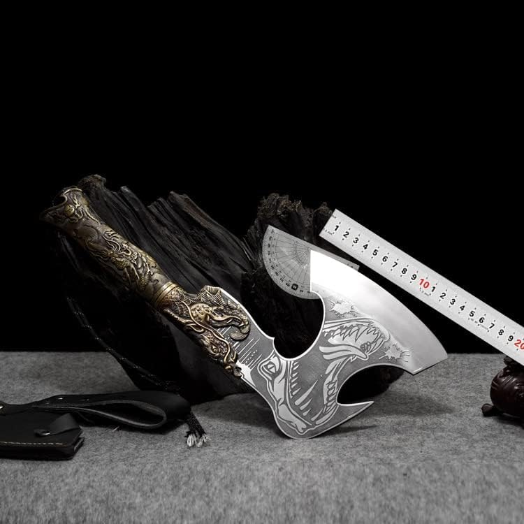 Miniatura 4 de Cuchillo de cuchilla, cuchillo de carne, cuchillo de chef Longquan de China de acero de manganeso alto con patrón de dragón, mango multifuncional de