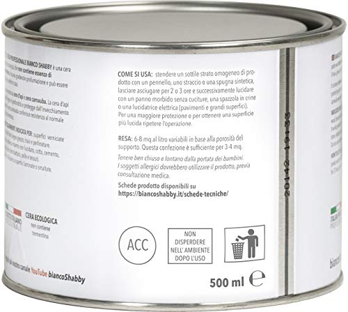 bianco Shabby® Möbelwachs für Alle Oberflächen - 500 ml Antikwachs Farblos plus Schwamm für Möbel - Chalky Finish Bienen & Carnauba Antik Wachs Mischung für Holzanstriche