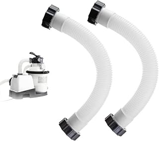 Pool Filter Pump Replacement Hose, 1.5" Diameter, 16" Long, White, Compatible with Above Ground Pools, Hardware Tubing (2 PCS)