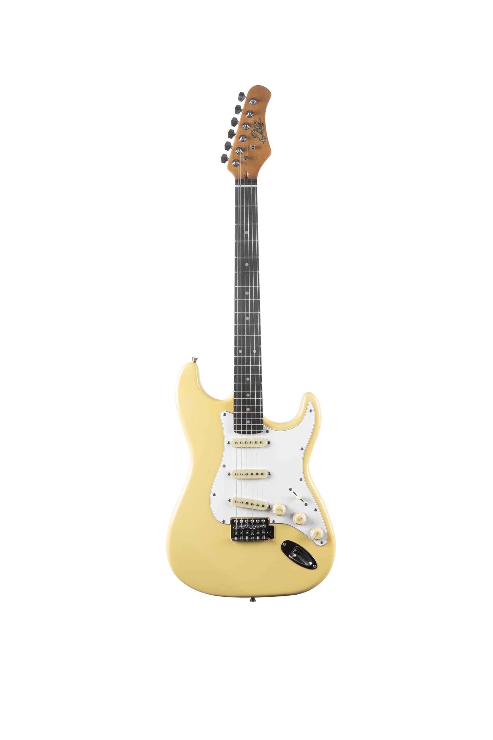 EKO Guitars ST‑300 gitara elektryczna, korpus topoli, uchwyt klonu, klawiatura Laurel, 3 przetworniki jednocewkowe, mostek Tremolo, kolor kremowy