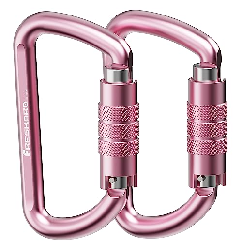 Image of FresKaro 3inch 12kN-2698lbs Auto Locking Carabiner Clips, Solid D Shape, Heavy Duty 7075 Aluminum, Lightweight 1.09oz, Rust Proof, for Hammock, Hiking, Dog Leash, Keychain etc., Multi-Colors