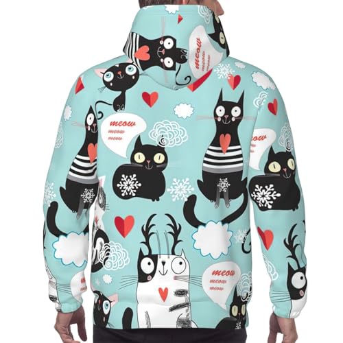 Sweat à capuche homme imprimé chats pull manches longues usage quotidien