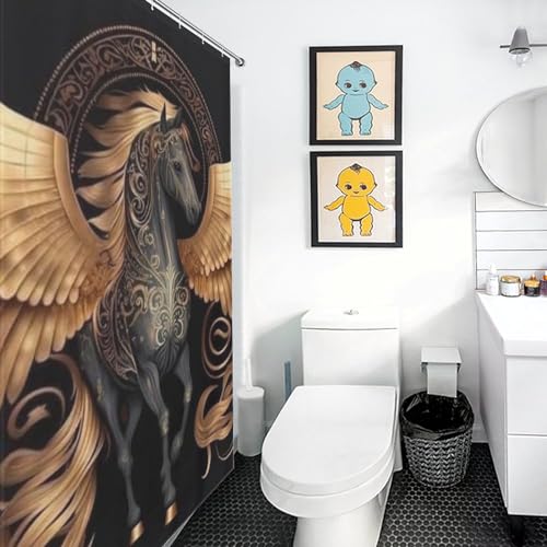 Rideau de douche cheval tissu lavable 152x183cm imperméable - 3