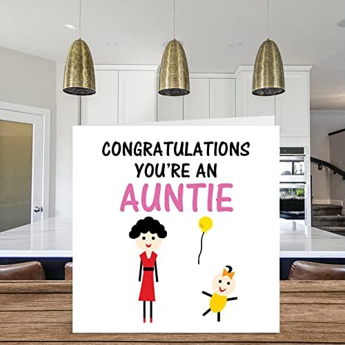 New Baby Card - Congratulations You're an Auntie Newborn Baby Cards, Well Done Congrats New Baby Cards, Welcome To The World Home Gifts, 145mm x 145mm Baby Greeting Cards for Aunties