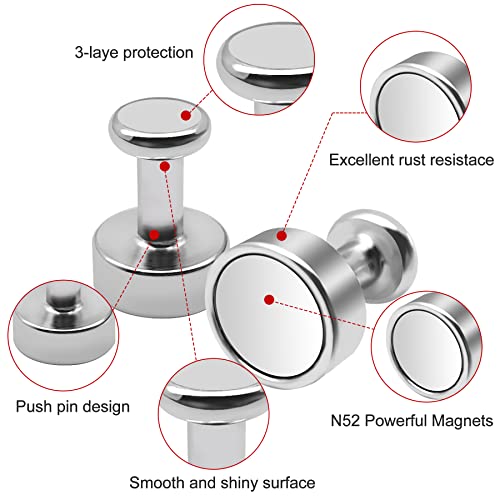 Magnets Refrigerator Magnets Fridge Magnets - 18 Pcs Neodymium Magnets Magnetic Push Pins Strong Magnets For Whiteboard, Map, Kitchen, Office, Classroom #TOP4