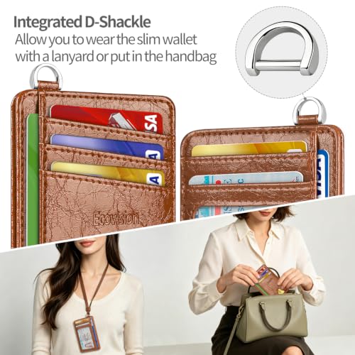 Image of Slim Minimalist Front Pocket Wallet, RFID Blocking Credit Card Holder Wallet with Integrated D-Shackle for Men Women