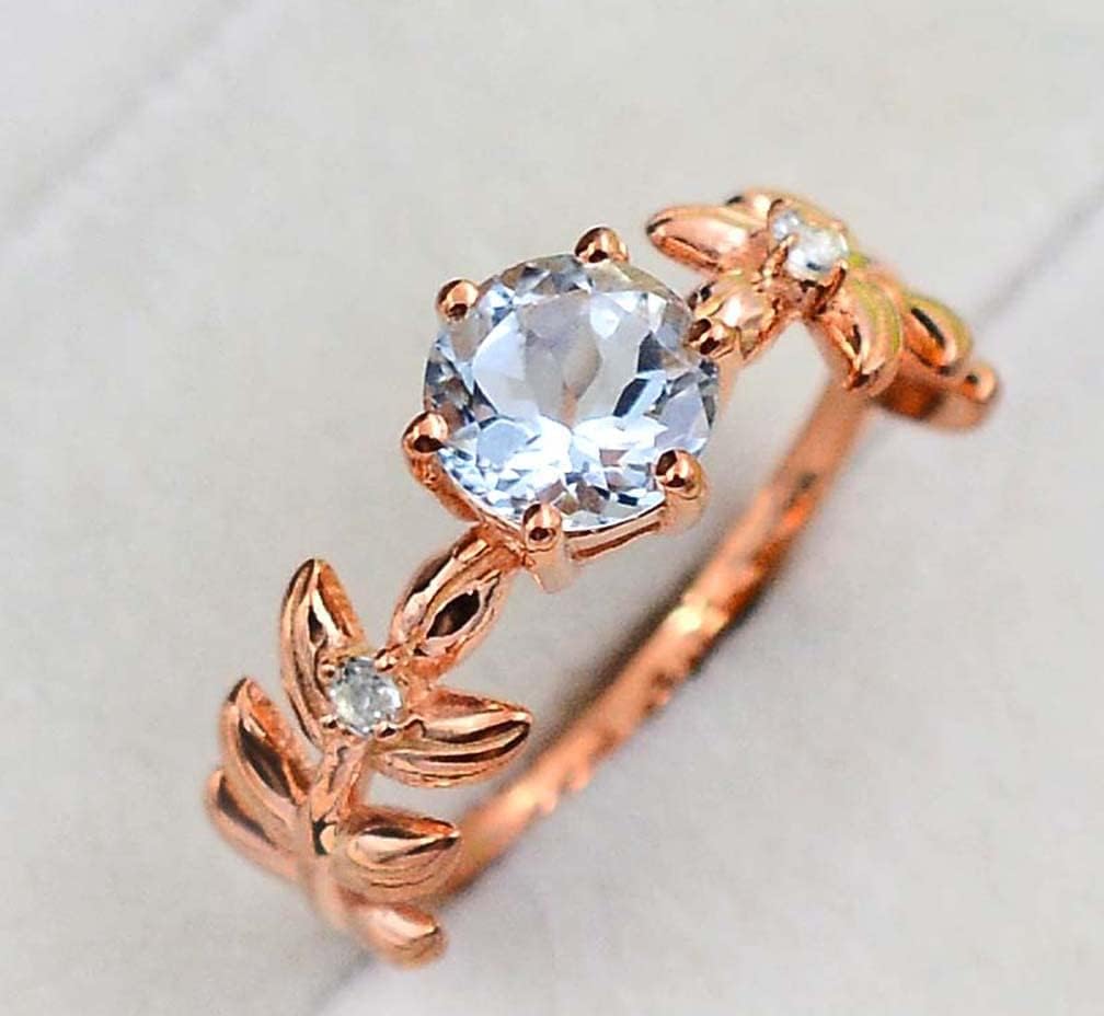 7 MM Round Cut Natural Aquamarine Gemstone 925 Sterling Silver March Birthstone Solitaire Unisex Gorgeous Ring For Girl Friend Gift