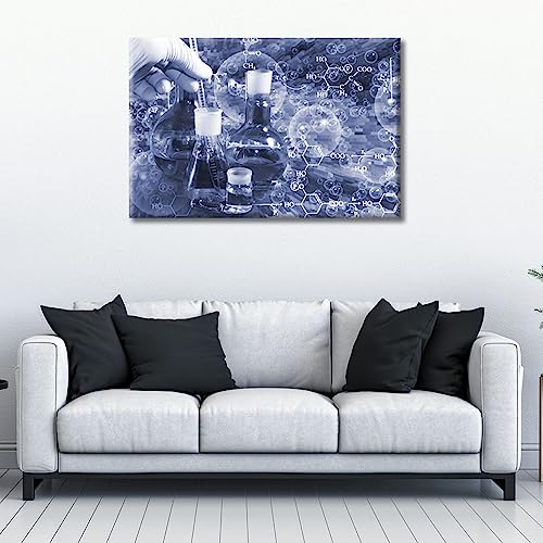 Image of TUMOVO Clinical Laboratoryr Modern Artwork Wall Decor 1 Panel Poster Chemical Equations Laboratory Research Concept Pictures Bathroom Decor Wall Art Print on Canvas Framed Ready to Hang, 24 inch Wx36 H
