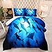 NINENINE Shark Bedding Full Size for Kids Teens,Boys Blue Comforter Sets Fish Ocean Dolphins Bed Sets with 1 Comforter 2 Pillowcasesâ€¦â€¦