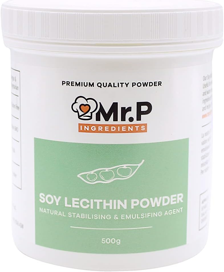Mr.P Ingredients Soy Lecithin Powder 500g Stabilising & Emulsifying Agent Texture Improver Vegan Vegetarian Halal Kosher Non-GMO (Recyclable Pot)