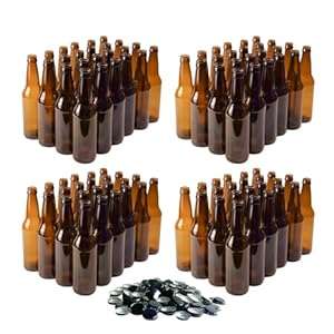 FastRack Amber Beer Bottles 12oz (Pack of 96) | Longneck Glass Beer Bottles with Pry-off Crown Finish for Home Brewing Mead, Cider & Kombucha | Durable Brewing Bottle & Bottling Kit