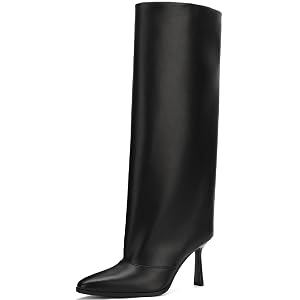 Knee High Boots Women High Heel Tall Shaft- Fashion Sharp Pointed Toe Pull-on Medium Width 3 3 Inches