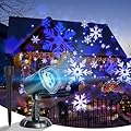 Vanthylit Christmas Projector Lights Outdoor, White Blue Snowflakes Projection Outside, Waterproof LED Landscape Christmas Light for Window Yard House Party Xmas Indoor Decor
