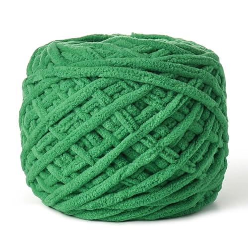 Image of Fluffy Chenille Chunky Yarn for Crocheting 100g(65.6yd) - Baby Yarn for Crocheting Soft - Velvet Yarn for Crochet Blanket - Amigurumi Crochet Yarn (Green)