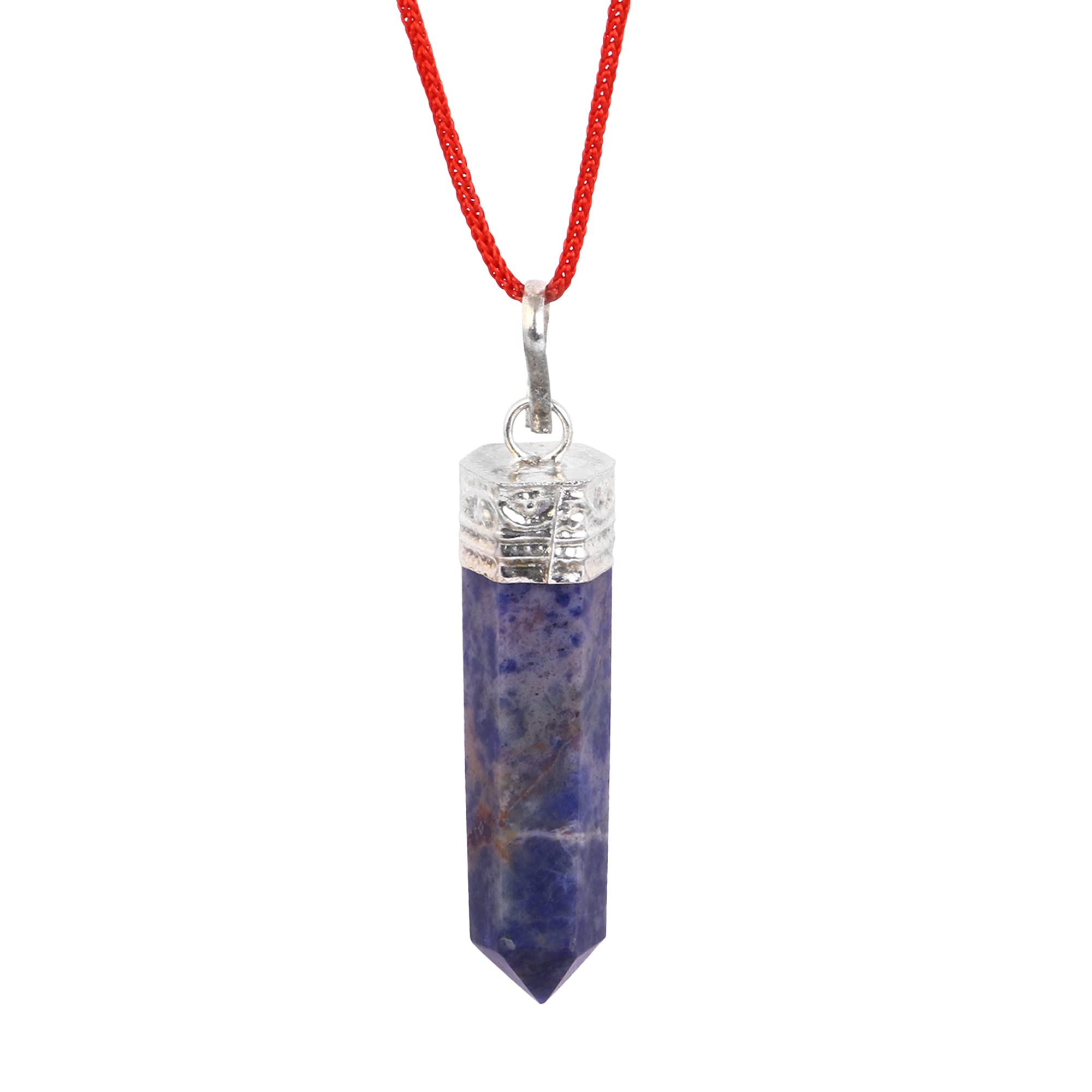Natural Blue Sodalite Stone Pendant Pencil Shape Crystal Stone Pendant for Reiki Healing and Crystal Healing Stone Pendant Locket for Men, Women, Boys, Girls-image-16