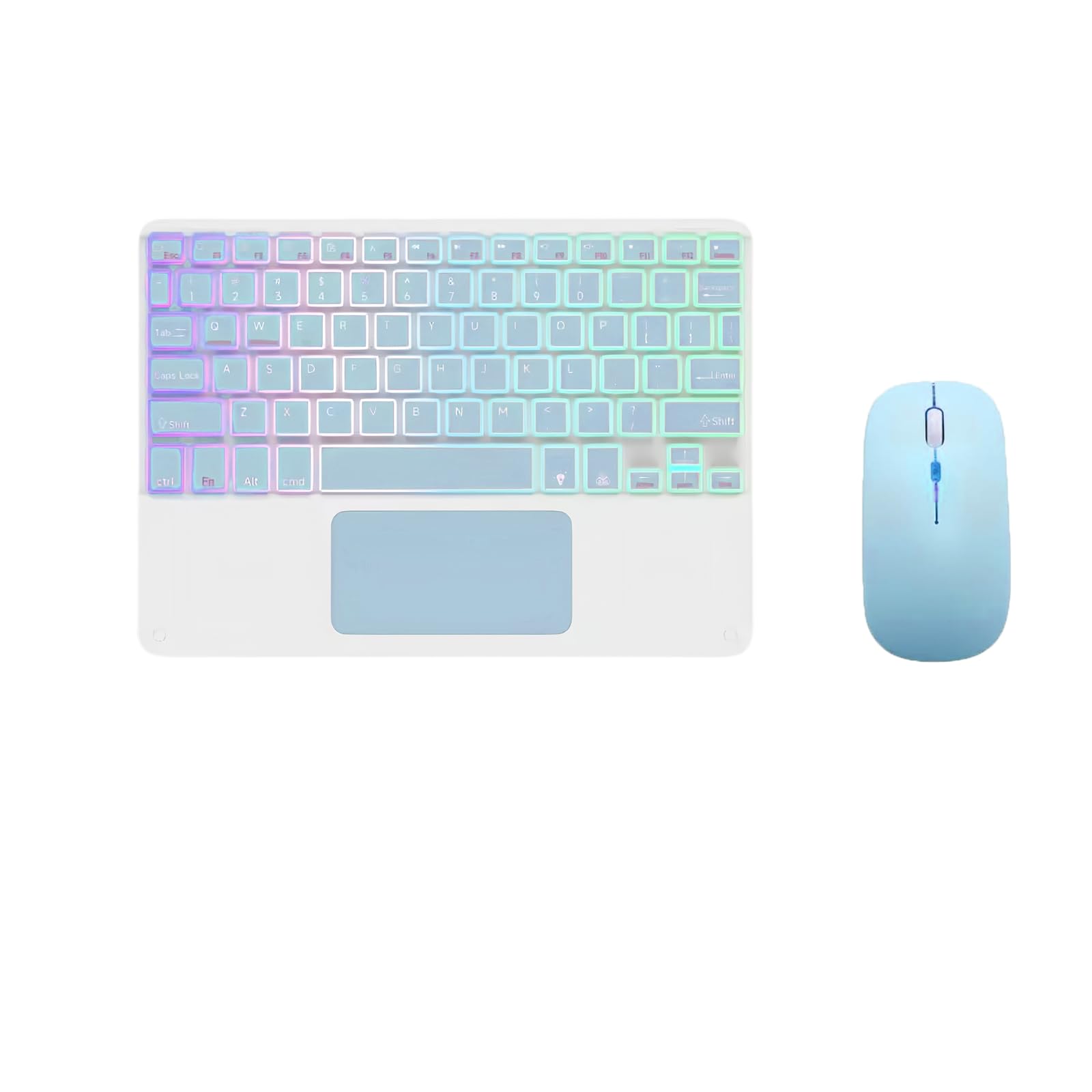 Ultra-Slim Bluetooth Keyboard with Built-in Touchpad and Mouse Portable Mini Wireless Keyboard Rechargeable 7-Color Backlit for Apple iPad iPhone Samsung Tablet iPhone Smartphone iOS Android Windows