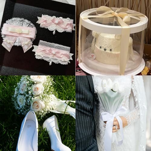 Image of Double Face Silver Satin Ribbon 1 inch X 25 Yards Polyester Silver Ribbon for Gift Wrapping Very Suitable for Weddings Party Hair Bow Invitation Decorations and More