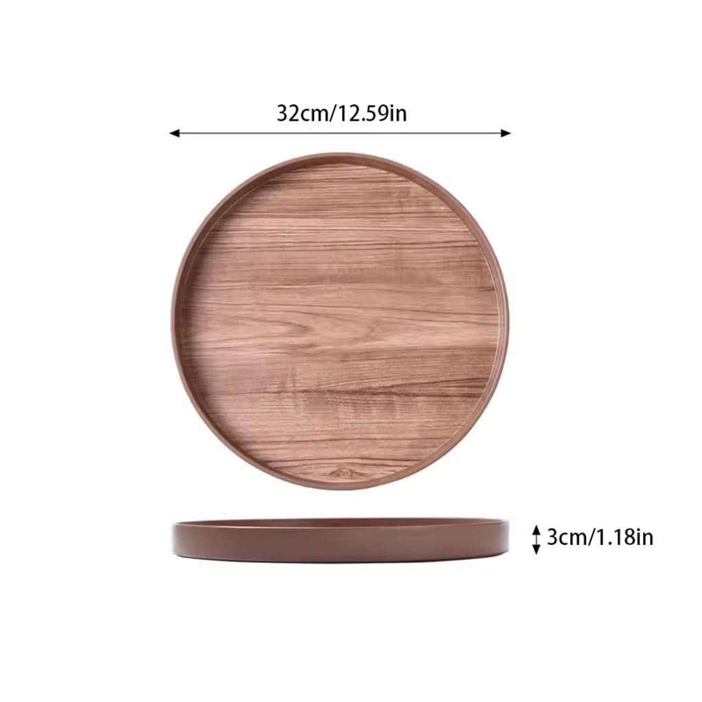 Bandejas Servir Comida Bandeja de imitación Madera Adecuada for bandejas té y Comidas Servicio Redondo en restaurantes cafeterías hoteles Mesa Cama | B