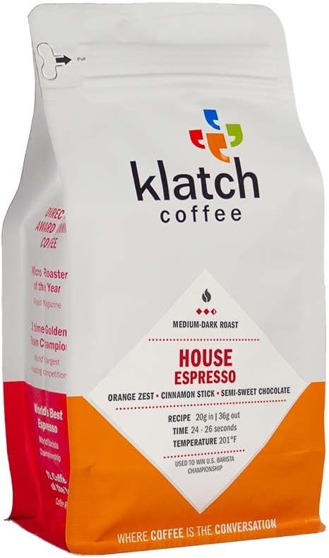 Klatch Coffee House Espresso Medium-Dark Roast, 310 Grams, Whole Bean
