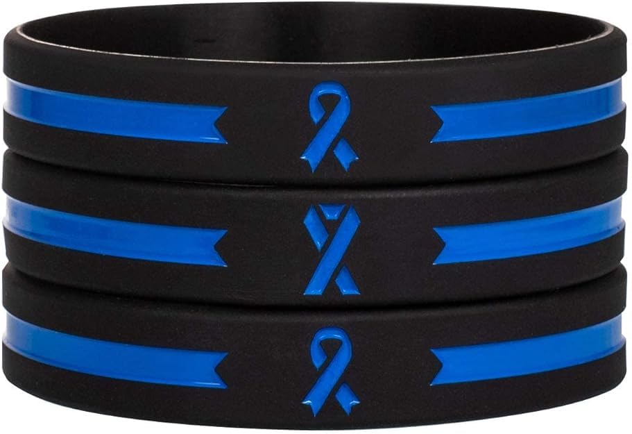 Sainstone Blue Awareness Ribbon Motivational Silicone Bracelets, Blue Ribbon Wristbands Unisex for Men Women (Unisex)
