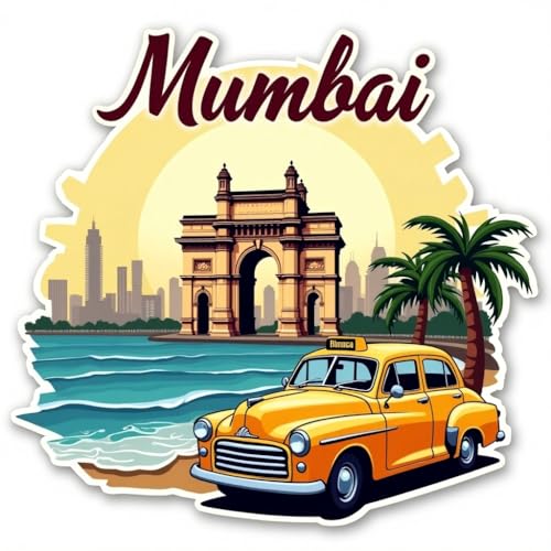 Image of Naxon Mumbai Theme Souvenir Wooden Fridge Magnet - 3x3 Inch Stylish Refrigerator Magnet for Kitchen & Home Decor | Travel Souvenir Gift with Charminar Design | Pack of 1