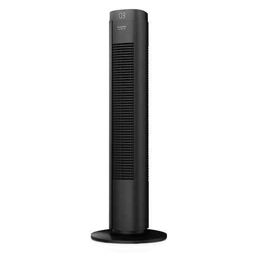 Taurus New Babel Digital Amazing - Ventilador de torre, 50W, control remoto, 3 modos, 4 velocidades, temporizador 9h, función oscilación, pantalla digital táctil, asa transporte