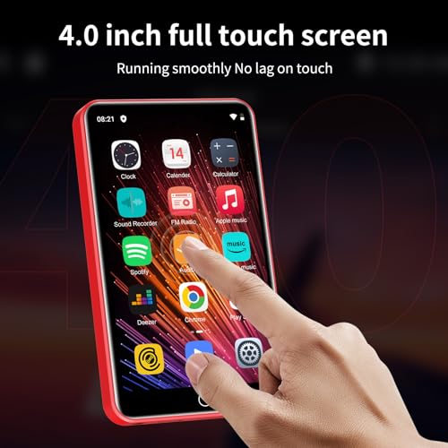 Leitor de MP3 de 80 GB com Bluetooth e WiFi, tela sensível ao toque de 4 polegadas, leitor de MP3 co