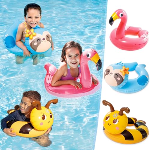 POPOYU 3Pcs Inflatable Pool Toys for Kids,Flamingo Bee Sloth Pool Inflatables Pool Floats,Swimming Pool Toys Swimming Rings for Summer Gift,Swimming Pool Beach Toys,Pool Party Decorations - Image 3