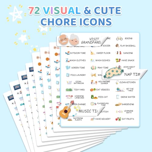 Image of 4 in 1 Namable Chore Chart for Kids, Dry Erase Morning /Bedtime Routine Chart for Kids for Refrigerator, Magnetic Visual Schedule for Kids Toddlers to Do List Checklist for Multiple Kids