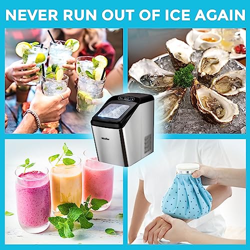 Mueller Countertop Nugget Ice Maker – Quiet, Heavy-Duty Ice Machine, 30 lbs Daily, 3 QT Tank, Compact & Portable, Includes Basket - Self-Cleaning Feature