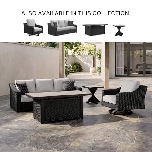 Signature Design by Ashley Beachcroft Casual Outdoor Weather Resistant Rust Free Swivel Lounge Chair with Removable Cushion, Light Gray & Black by Signature Design by Ashley - Image 2
