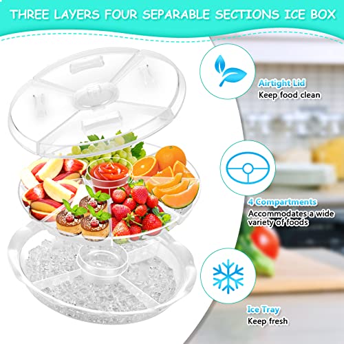 Appetizer Serving Tray With Lid, 8 Compartment Serving Platter Cold Serving Tray Platter With Ice Chamber,Clear Extra Large Shrimp Cocktail Serving Dish For Breakfast, Lunch, Dinner, Picnics Parties #TOP3