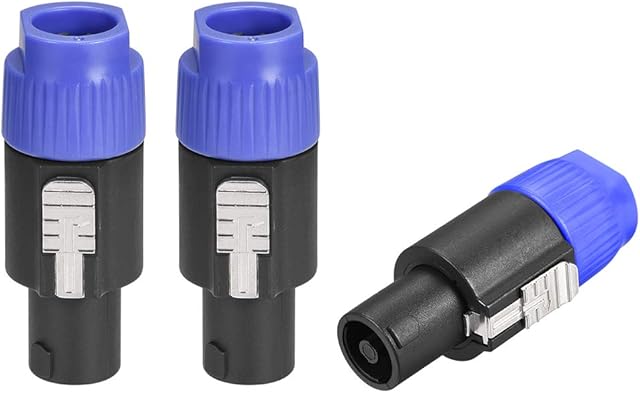 sourcing map SpeakOns Speaker Male Adapter Connectors,4-Pole Speaker Plug Twist Lock,Speakons Compatible,3pcs