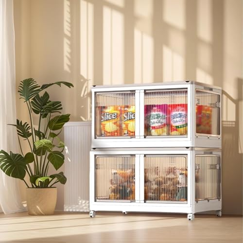Image of LUHI Multi-Purpose Organizer | Modular Storage Box for Clothes, Kitchen, Bedroom & Living Room | Stackable Rack, Space-Saving Wardrobe Cabinet (Off-White, 2-Layer)